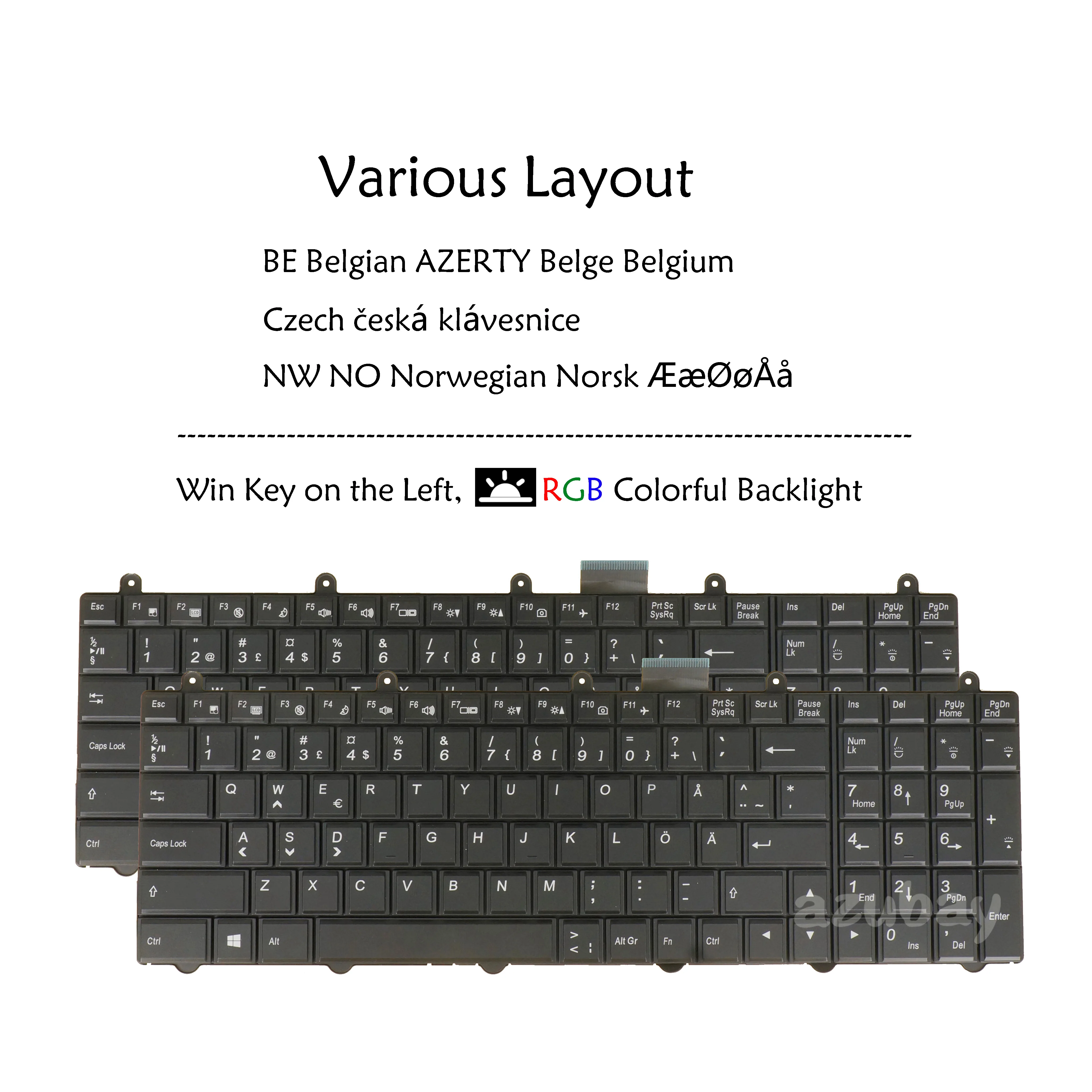 

Belgian AZERTY Czech Norwegian Laptop Keyboard For Clevo NP8250 NP8255 NP8270 NP8275 NP8290 NP8295 NP9380 Backlit -Win Key Left