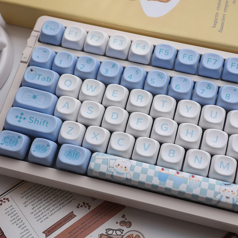 Cute Rabbit Blue keycap 144Keys MOA Profile PBT Five Sublimation Key Caps for DIY Cherry MX Mechanical Keyboard Cute Keycaps