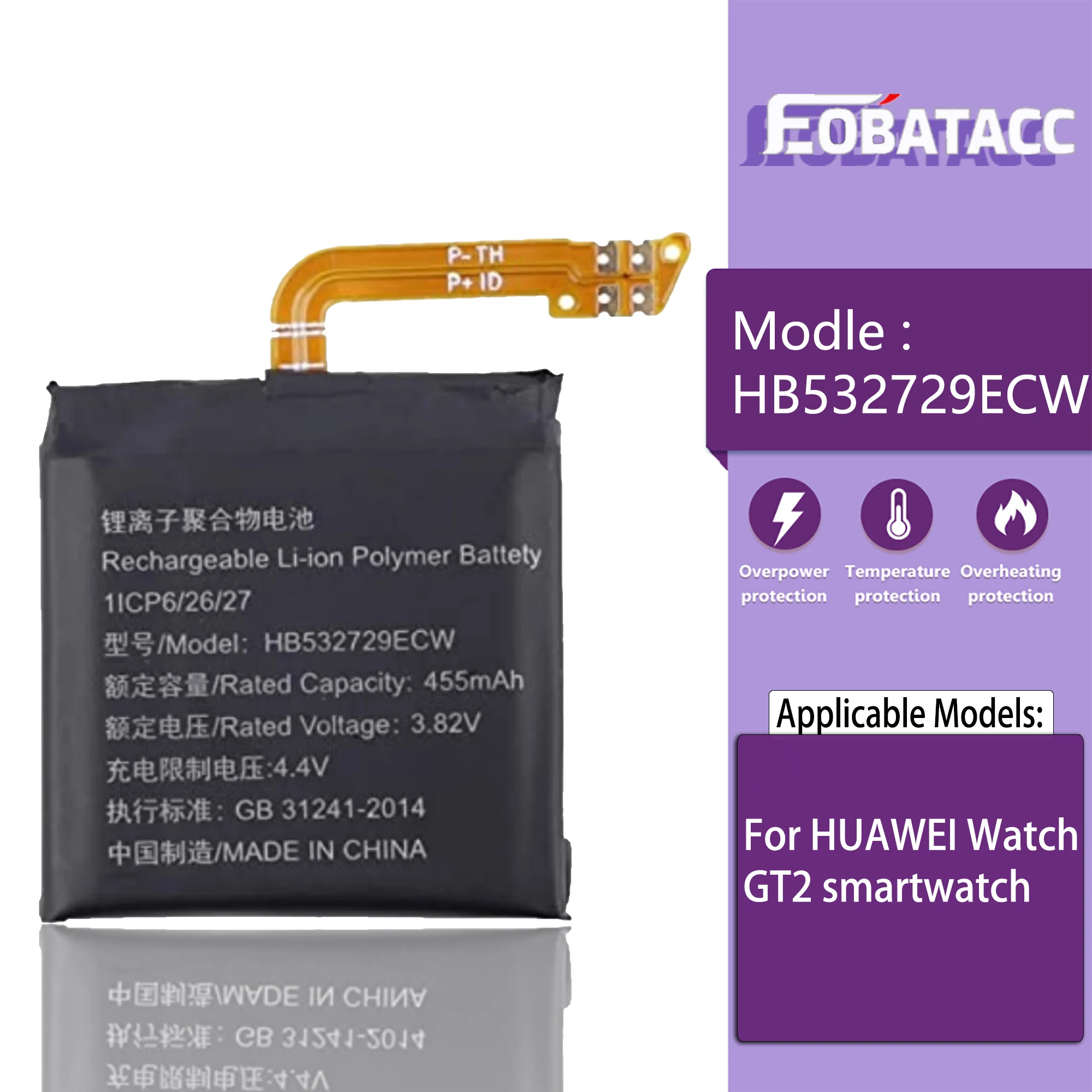 

HB532729ECW 455mAh Original Battery For Huawei Watch GT2 46MM Watch GT3 46MM JPT-B19 JPT-B29 + Free Tools