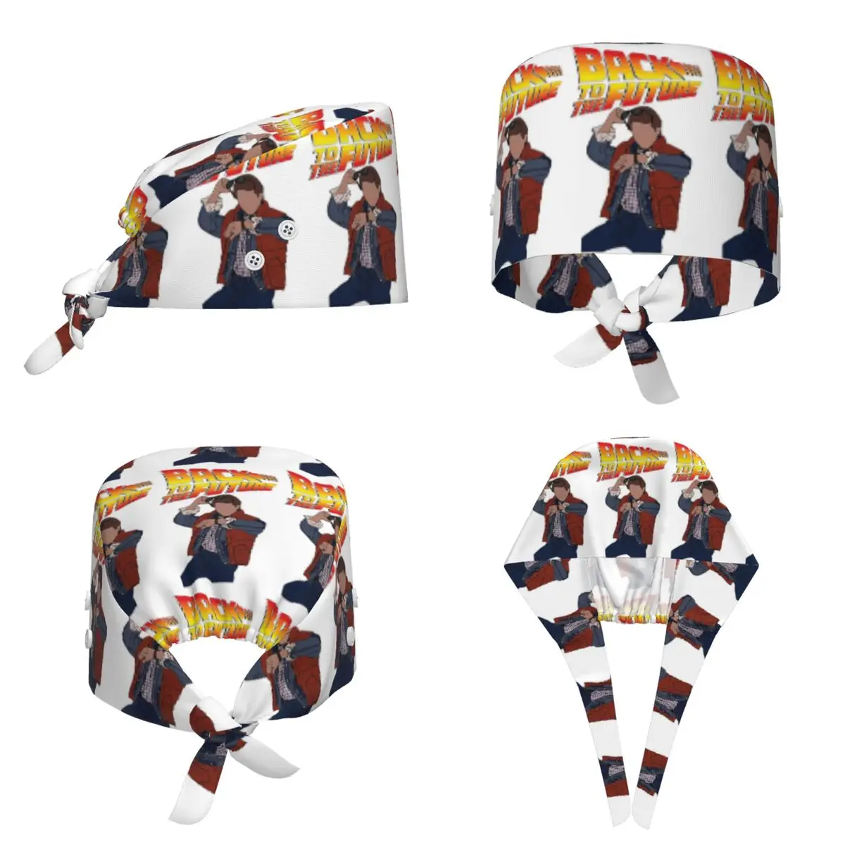 Back To The Future Marty McFly Scrub Hat Doctor Working Surgical Cap Men Women Adjustable Nursing Caps for Dentist