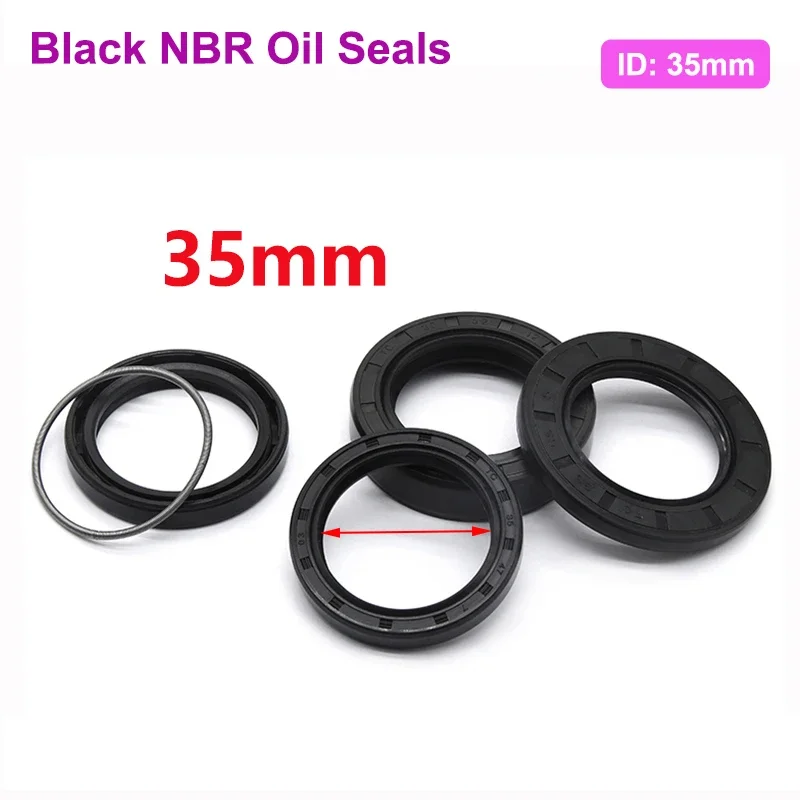 Black NBR Oil Seals ID 35mm TC-35*42/45/48/50/52/55/60/65/68/70/80/86*5/6/7/8/10/12mm Nitrile Rubber Shaft Double Lip Gasket