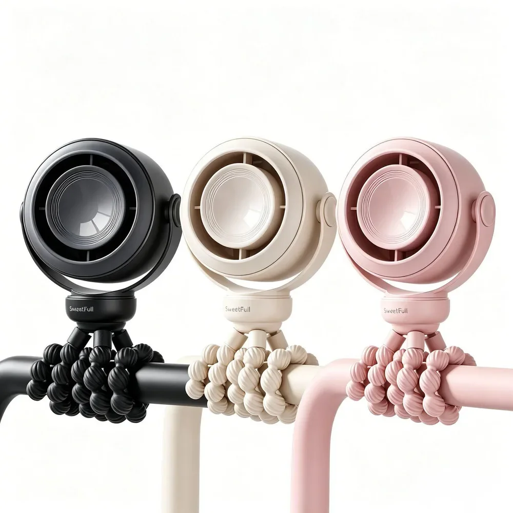 2500mah Rechargeable Octopus Stroller Fan Turbo Silent Wind Nature USB Portable Crib Cooling Fan