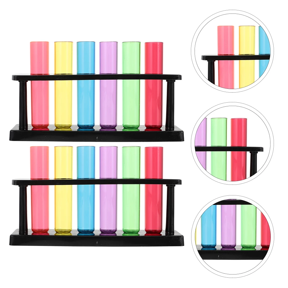 

2 Sets Transparent Test Tube Tubes Plastic Clear for Science Mini Rack and Useful Child The