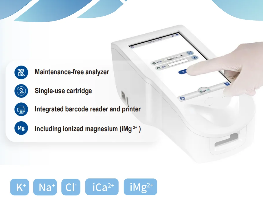 Portable Handheld electrolyte analyzer Dry Electrochemical Blood Gas Electrolyte Anealyzer test cartridges