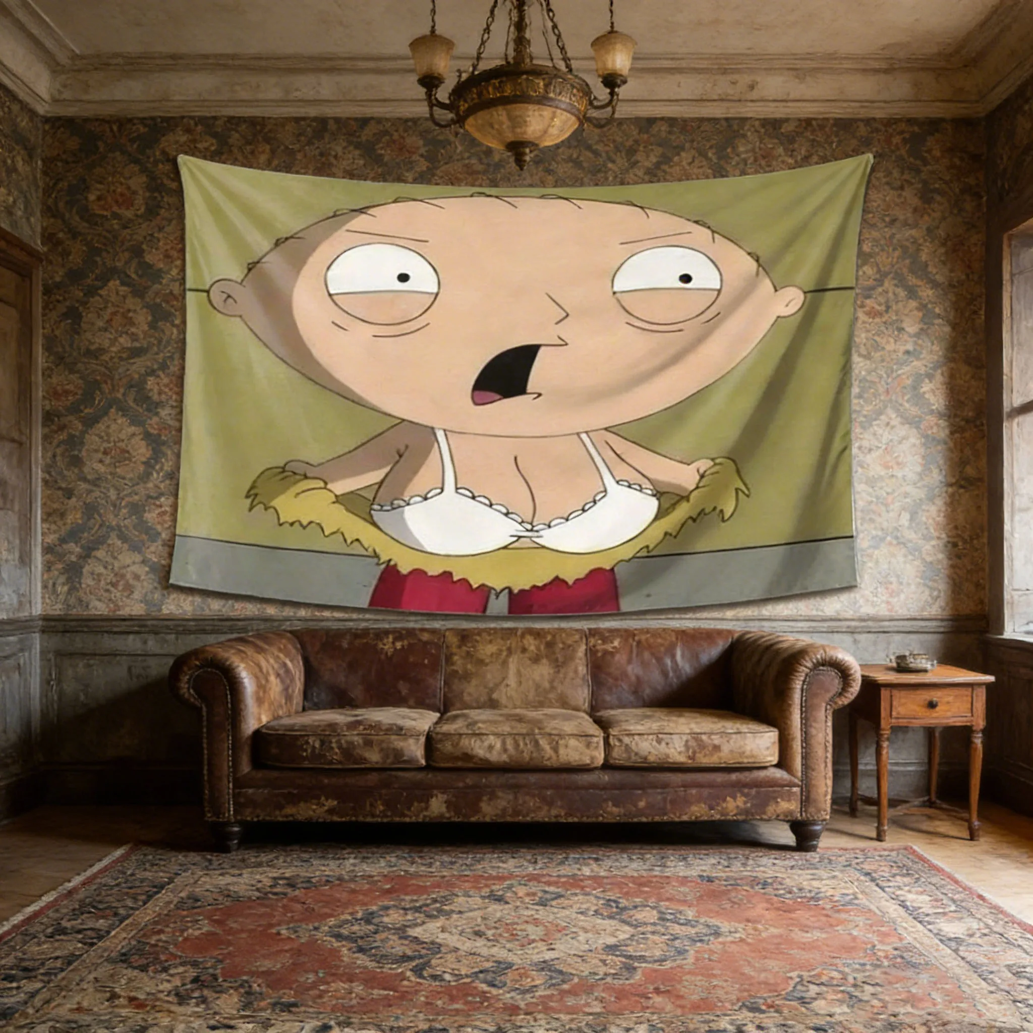 Family Guy Charakter-Wandteppich, 2D-Flachdruck, ausdrucksstarker Wandbehang, Dekoration für Schlafzimmer, Wohnzimmer, Wohnheim, ideales Geschenk