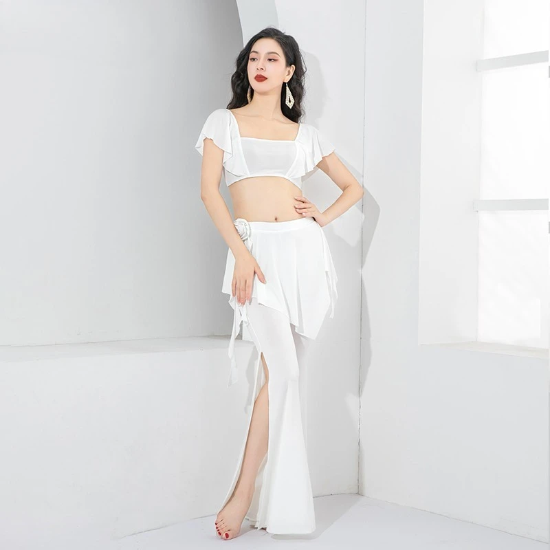 Customized Belly Dance Costume Gentle Style Flower Elements Split Wide Leg Pants Practice Clothing Class Uniform Women Clothing