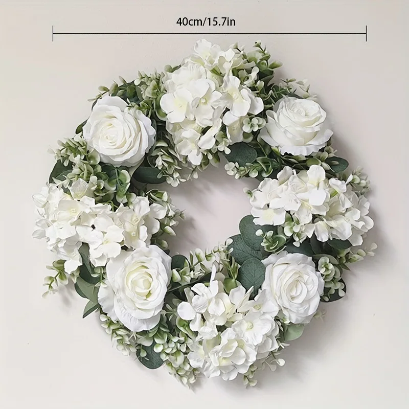 

Искусственный венок из белых пионов и гортензий, подвеска на дверь, свадебное украшение