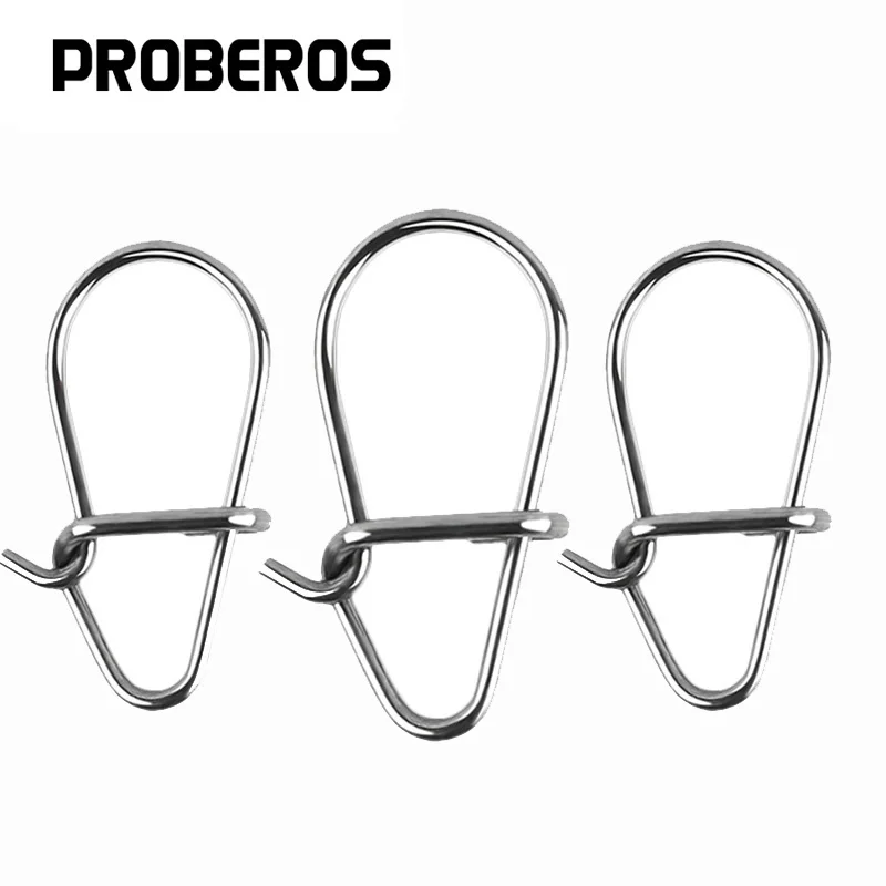 PRO BEROS 50-100pcs 304 Stainless Steel Nice Hooked Snap Pin Fishing Rolling Swivel Lure Connector Carp Fishing Accessories Sea