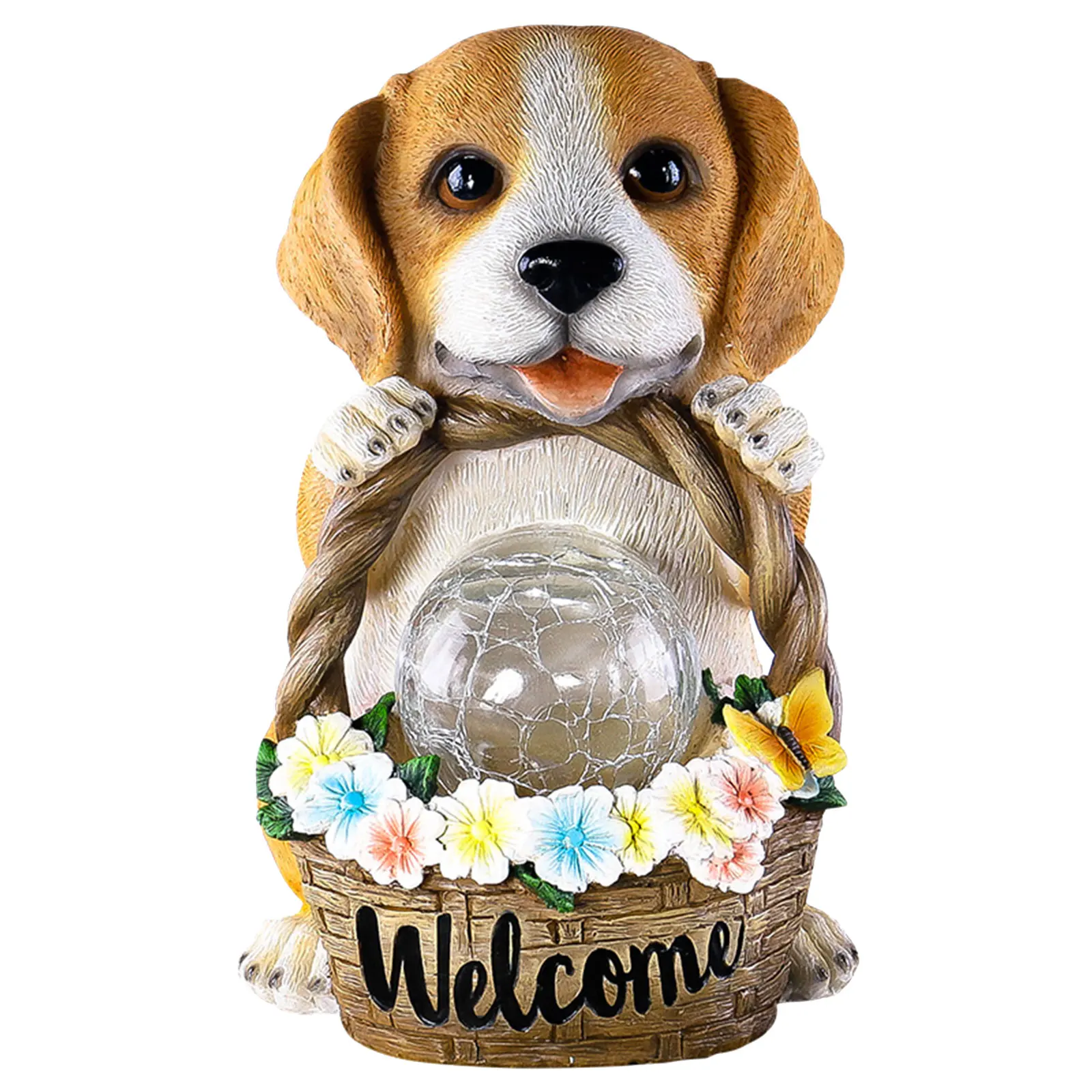 

Solar Puppy Statue Light Puppy Garden Sculpture Waterproof Resin Garden Decorations Creative for Outside Yard Garden