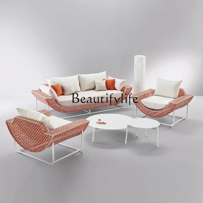 

S Rattan Sofa Designer Outdoor Garden Courtyard Villa Terrace Balcony Leisure Rattan Sofa Combination
