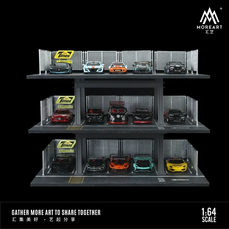 TimeMicro & MoreArt-scène d\'affichage de stockage de garage, trois distributeurs japonais, bâtiment de stationnement, stock, livraison rapide, 1:64