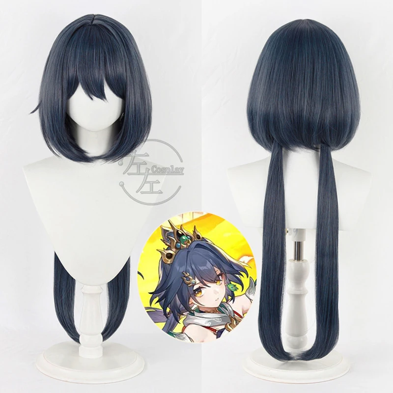 Gioco Honkai Star Rail Yunli parrucca Cosplay 80cm blu scuro capelli lunghi Huaiyan Xianzhou Zhuming festa di Halloween per le donne ragazze puntelli