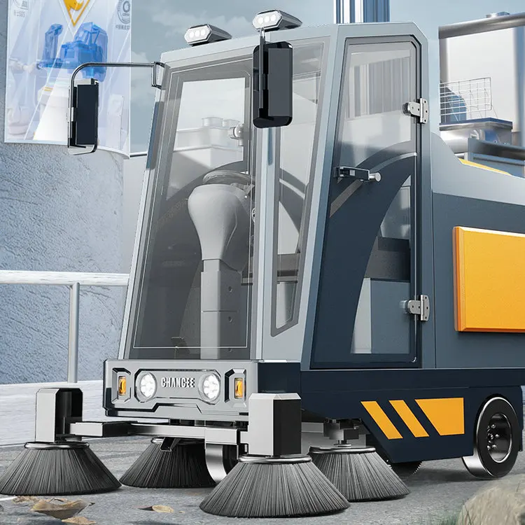 New Enclosed Electric Street Cleaning Equipment Battery-Powered Road Sweeper