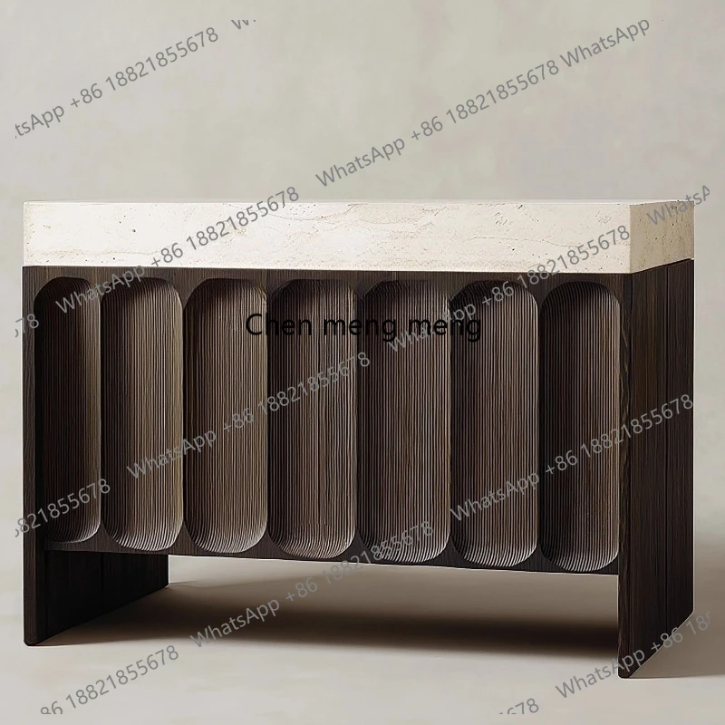 

Средневековый входной шкаф из массива дерева, высококачественная входная дверь, французский ретро, обеденный боковой шкаф из натурального травертина.