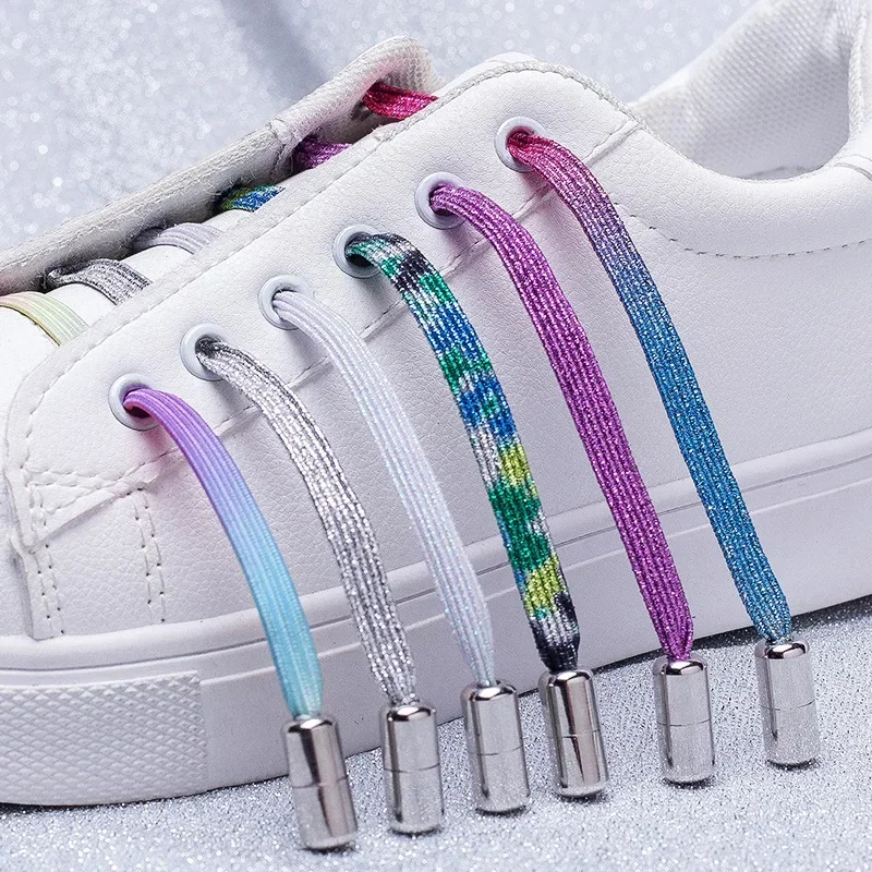 2024 Elastic Laces Sneakers New Shoelaces Without Ties for Kids Adult  Women Men Shoes Quick Locking Shoe Laces Bling Multicolor