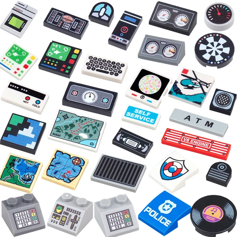 Szene Modell Druck Zubehör Bausteine Dashboard Bildschirm tastatur Maus Control Tasten Mini Kompatibel Ziegel Spielzeug N08