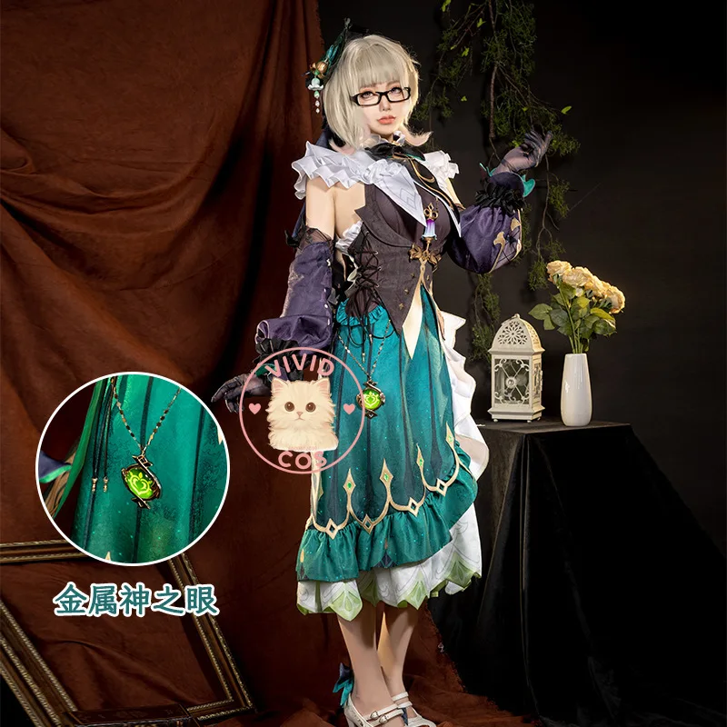 Genshin Impact Amélie Парфюмер Фонтеина Косплей Костюм Изящный Двумерный Аниме Эстетика Цветочные Детали Ролевая Игра