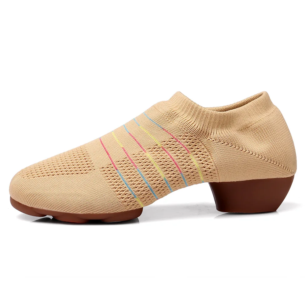 Chaussures d'entraînement de danse pour femmes, chaussures de ballet en plein air, baskets pour le ventre de yoga, chaussures de professeur de danse de salon carrées, 2.5cm