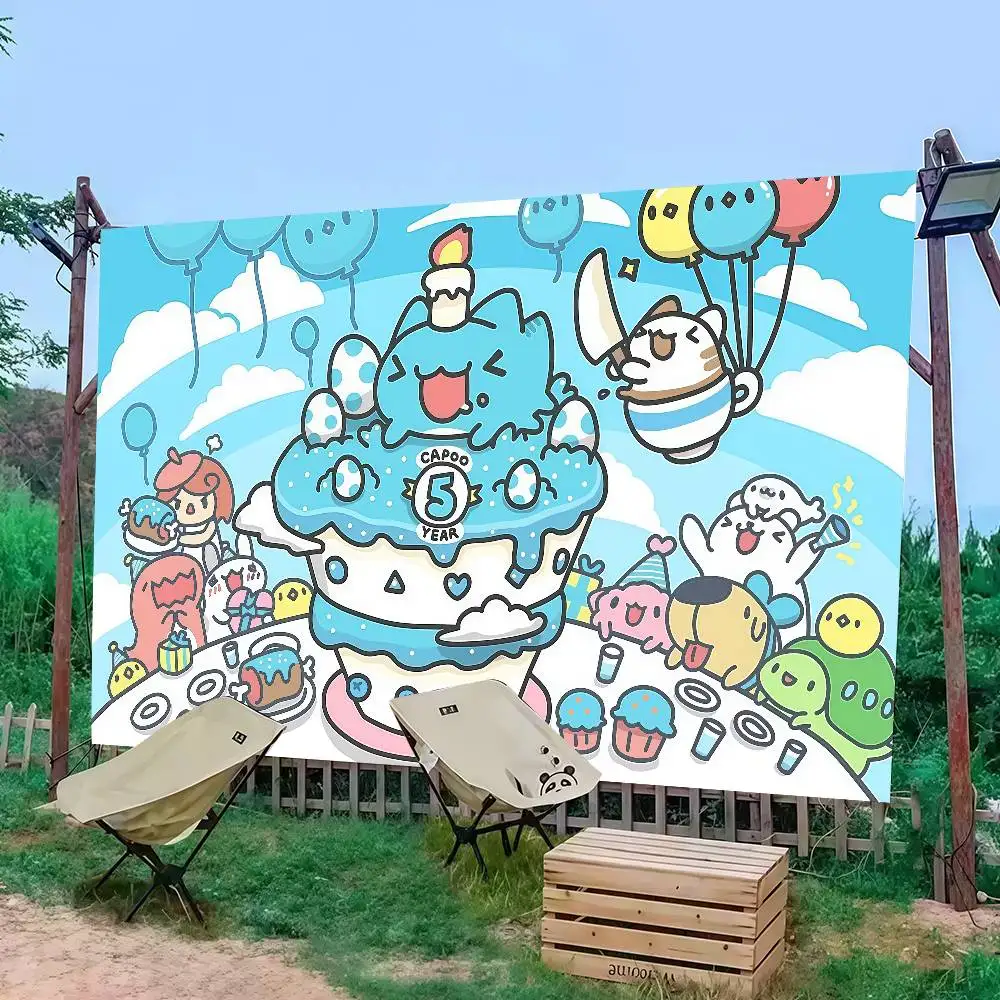 

Cute Cartoon B-Bugcat C-Capoo Flag Decoration Outdoor Picnic Party Home Camping Party Art Hanging Banner