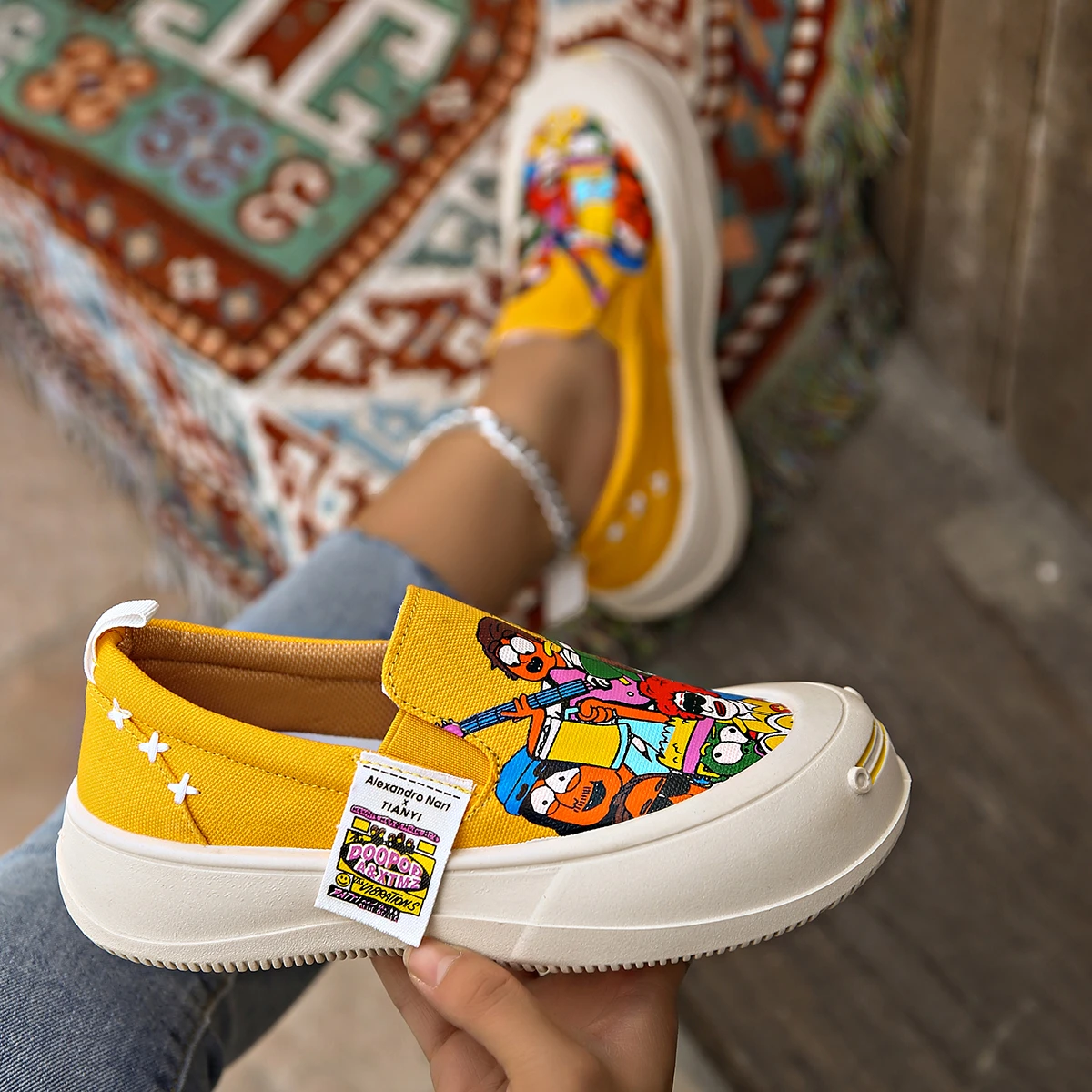 

2025 New Women Flat Sneakers Casual Fashionable Platform Shoes Korean Style One Step Walking Shoes Summer Flat Sneakers Women