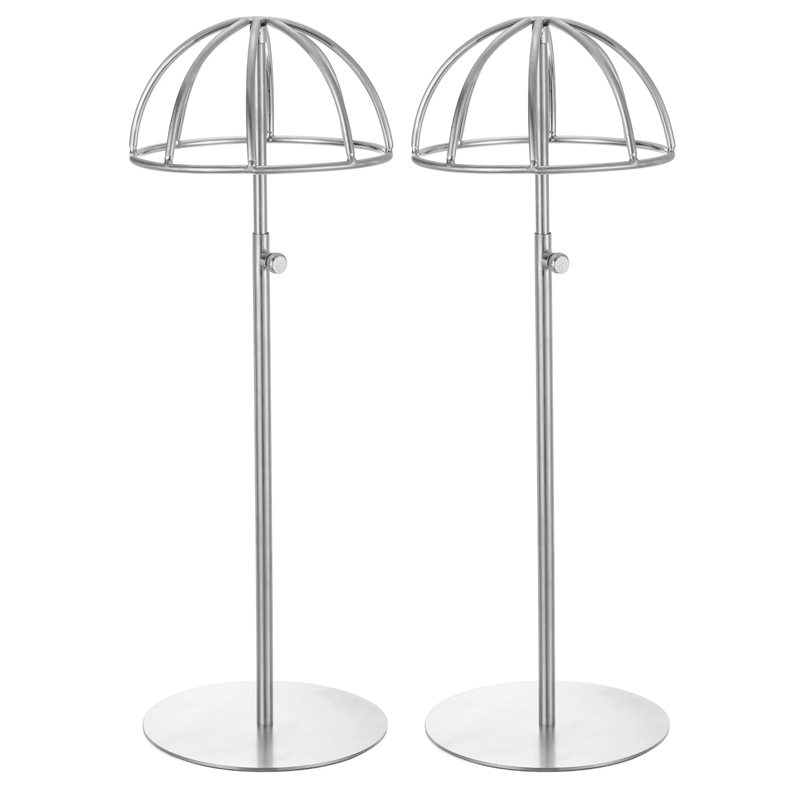 

Metal Hat Display Stand 2 Pack Adjustable Tabletop Hat and Wig Rack Holder for Baseball Cap, Fedora Hat, Cowboy Hat - Silver