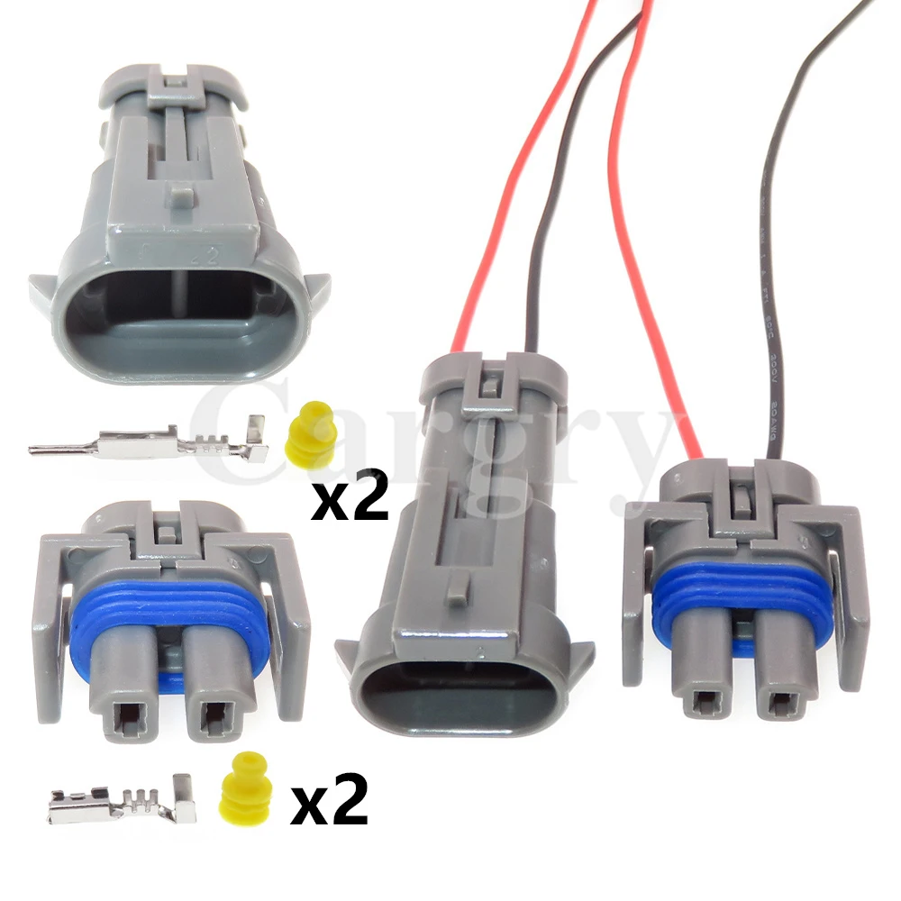 

1 Set 2P Car Waterproof Socket For Buick 1J0973702 12162017 AC Assembly Automobile Air Conditioning Electromagnetic Clutch Plug