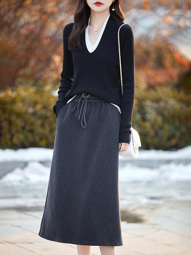 

Elegant Fashiong Spring Autumn Women's Sweater Blend Wool Female Knitwear Cozy Pullover Long Sleeve Clothing Tops Ladies Blouse