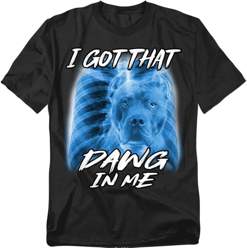 Dawg In Me Ribcage T Shirt – Funny Pitbull Dog Lover Humor Tee For Men Or Women, Unisex Adult 100% Cotton Trendy Y2K