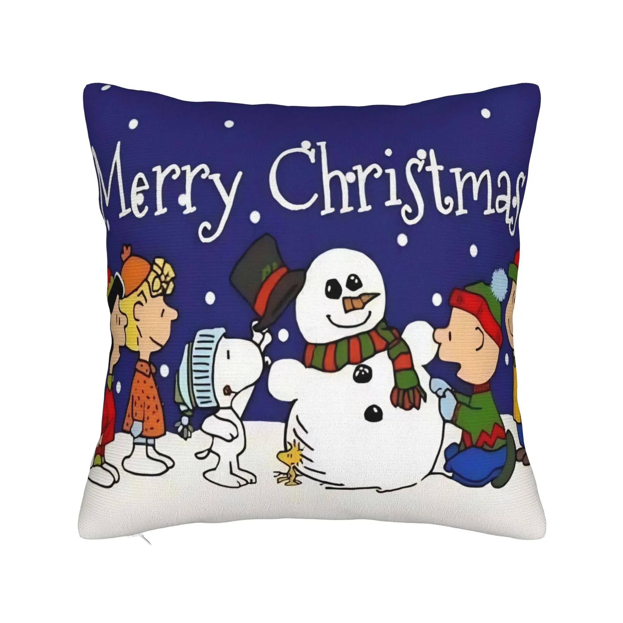 S-Snoopys Xmas Christmas Tree Square Pillow Cases  Cushion Covers Customized Polyester Throw Pillow Case Cover for Home 45*45cm