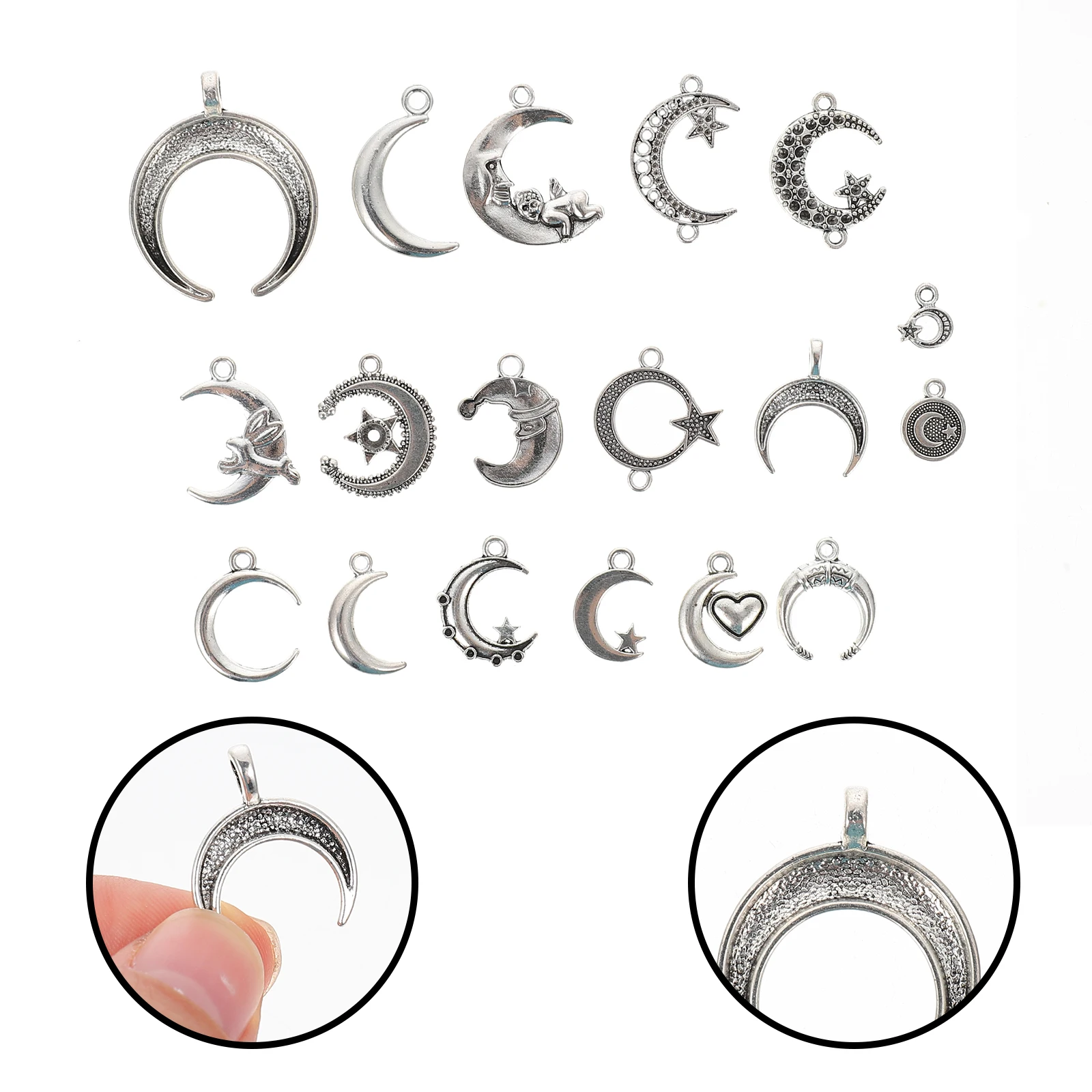 

3 Bags Necklace Moon Tibetan Silver Alloy Pendant DIY Jewelry Accessories Bright Colors Luster H made Craft Supplies