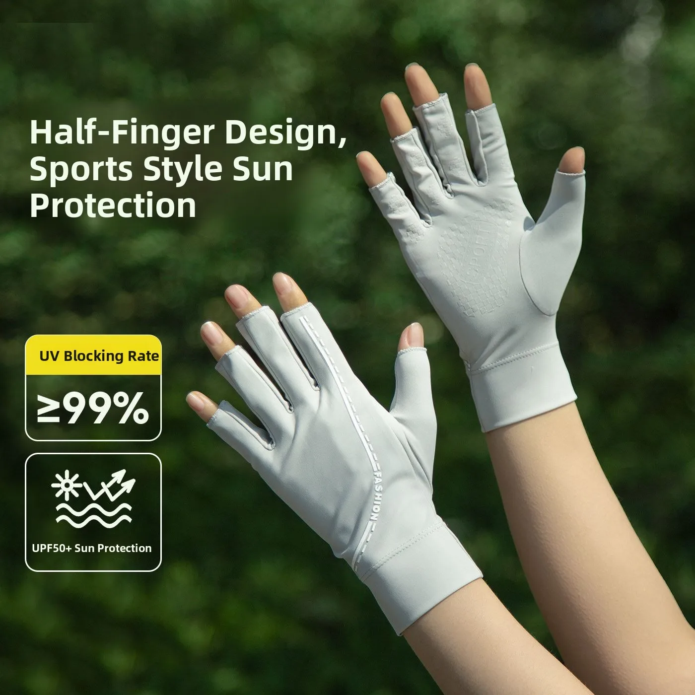 女性用夏用アイスシルクタッチスクリーングローブ-uv保護-滑り止め-運転-サイクリング-通気性-ハーフフィンガー-日焼け止めグローブ