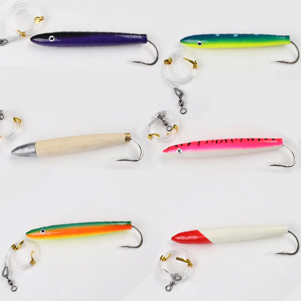 Wooden Cedar Plug Trolling Lures 6inch Boat Tuna Fishing Saltwater Hook for Mahi Marlin Wahoo Big Game Fish Tackle