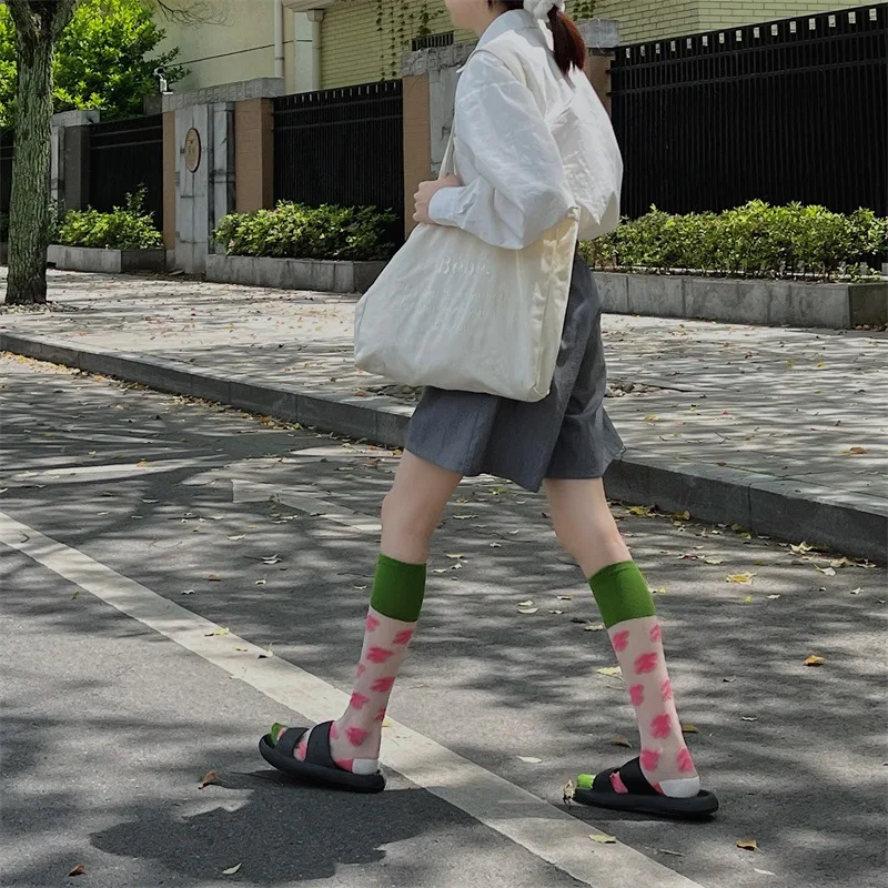 Ins tide-Chaussettes fines transparentes en cristal, longueur aux genoux, en soie de verre, pour le mollet, pour l'été