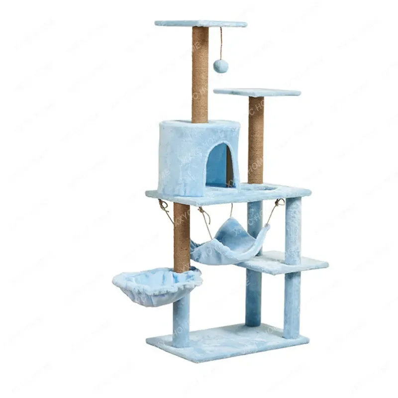 

Cat Climbing Frame Toy Wooden Three-Layer Pet Scratching Pole Nest Scratch Trees Hammock Tree