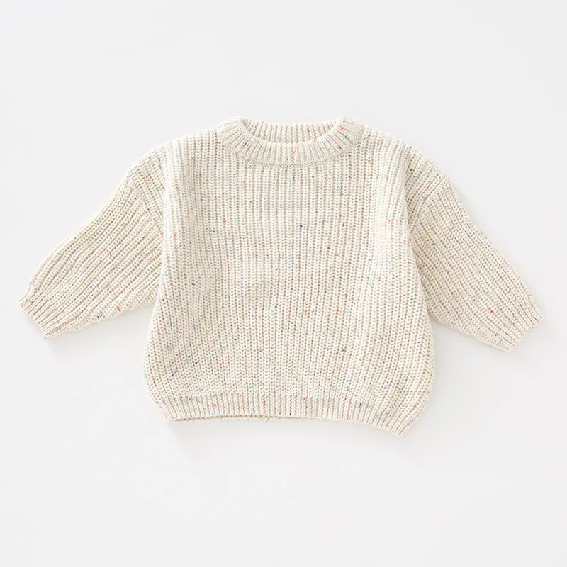 

Children's Colored Dot Sweater Long Sleeved Cotton Pullover Sweater Round Neck Baby Dot Yarn Sweater