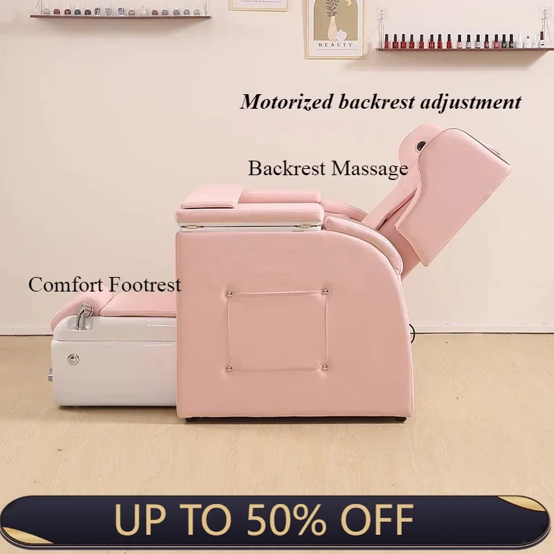 Motorized Pedicure Chair with Adjustable Backrest Massage Foot Spa Stool Salon Armchair for Nail Technician Beauty Equipment