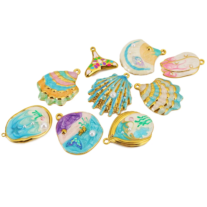 2pcs Stainless Steel Ocean Series Shell Fishtail Jellyfish Charms for DIY Earring Necklace Jewelry Making Sea Pendant Finding - Image 2