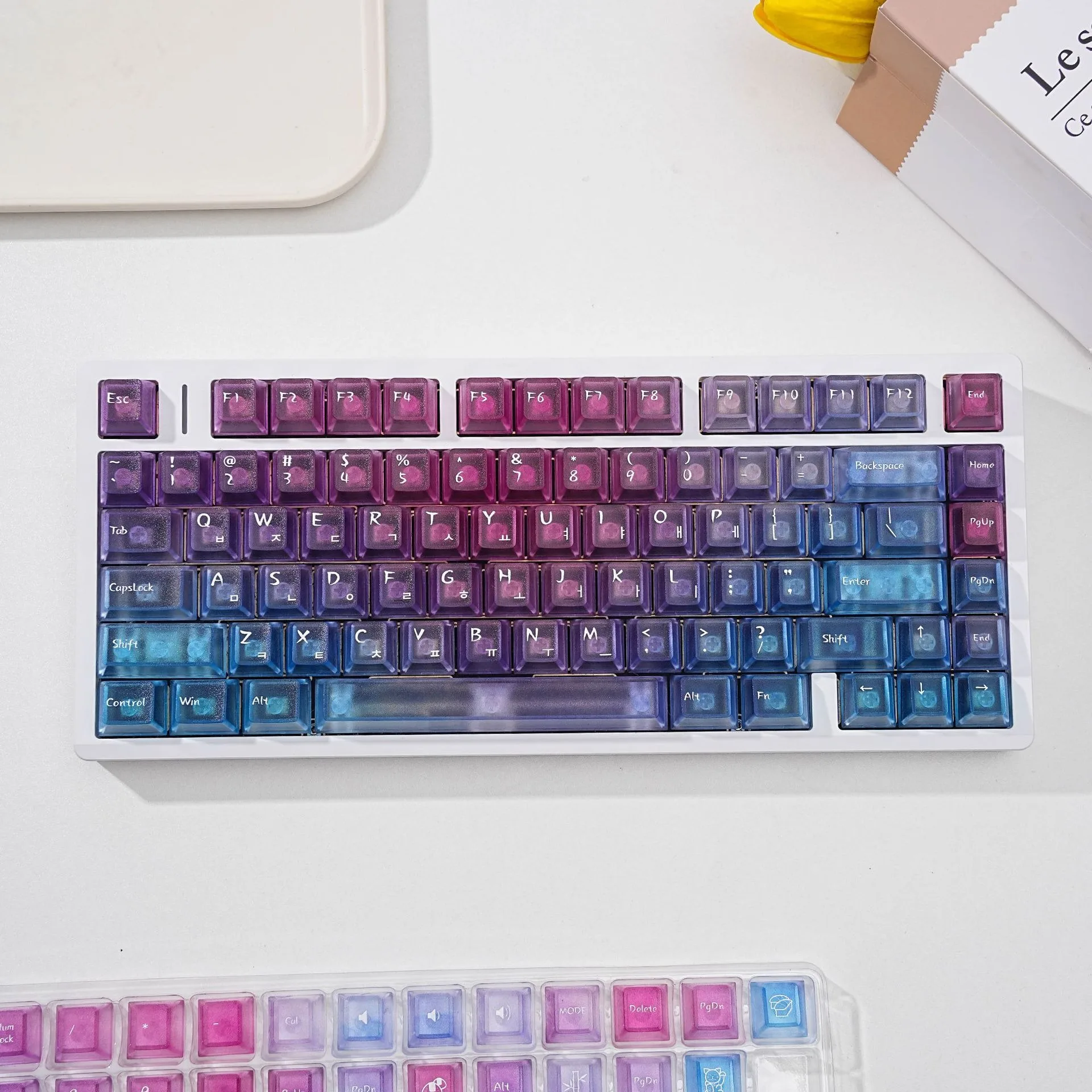 Transparent Korean Mechanical Keyboard Gradient keycaps Cherry Profile Keycap Gaming Keyboard backlight RGB Key Caps Fit custom