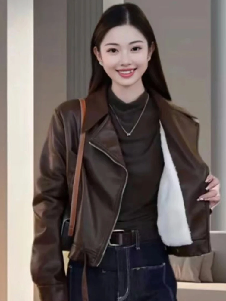 Giacca da Moto alla Moda da Donna, Cappotto in Pelle Casual Versatile, Nuovo Stile Autunno Inverno, Super Elegante per il Pendolarismo, Antivento e Comodo