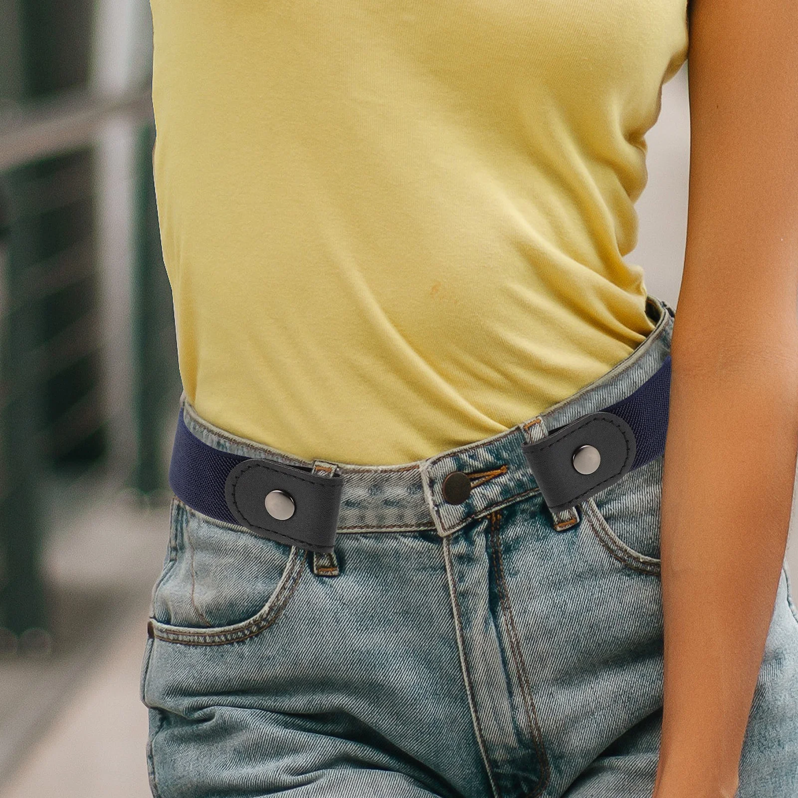 

2Pcs Invisible Elastic Belt for Women Men Faux No Show Adjustable Waistband for Jeans Pants Fashion Lazy Belt Tuck in