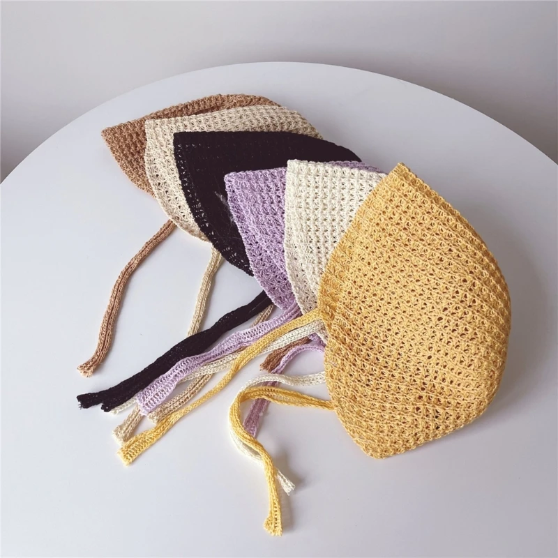 Soft Cotton Knitted Baby Hat Girls Boys Summer Breathable Sun Protection Beach Cap Solid Color Hollow-Out Kids Panama Cap Bonnet