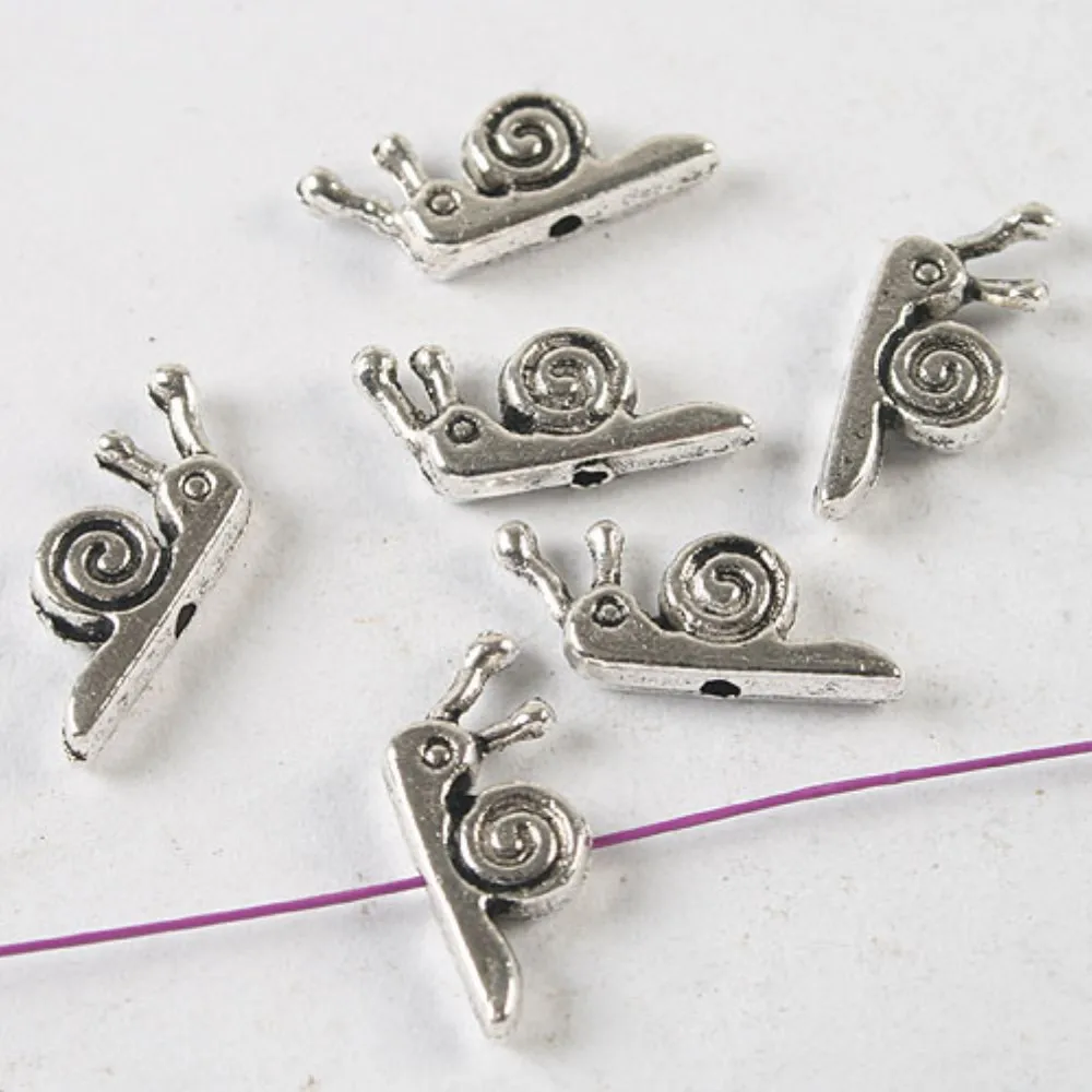 30PCS 15x6mm DARK SILVER TONE CUTE LITTLE SNAIL CHARM H3628