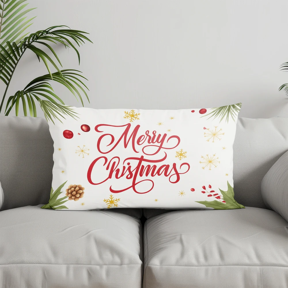 ديكور المنزل عيد الميلاد ثلج وعناصر المزرعة مناسبة لغرفة نوم الأريكة غطاء وسادة السيارة وسادة الظهر المستطيلة