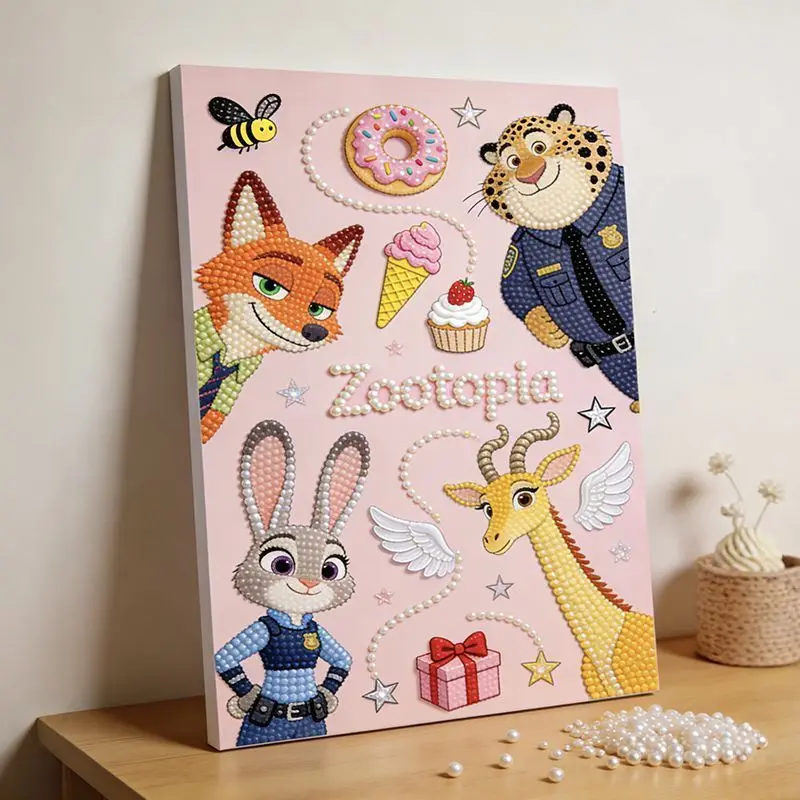 ديزني زوتوبيا اللؤلؤ اللوحة جودي نيك الإجهاد الإغاثة شفاء لغز الفن غرفة المعيشة ديكور غرفة نوم اللوحة اليدوية DIY هدية