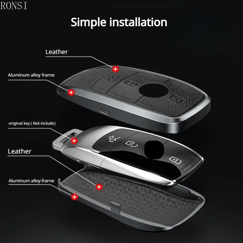 Aluminum Alloy Leather Car Remote Key Cover Case For Mercedes benz A C E S G GLS CLA Class W213 W177 W205 W222 X167 W177 AMG