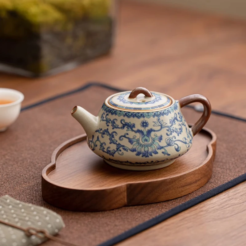 Ru forno shipiao retro forno mudança bule de chá artesanal cerâmica bule beleza chaleira teaware cerimônia chá chinês presentes drinkware