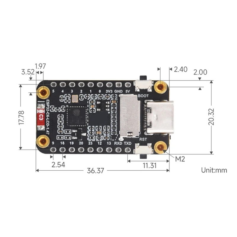 ESP32 C6 Development Board Onboard 1.47-Inch Display 262K Color Iot Controller Supports Wifi 6 & Bluetooth