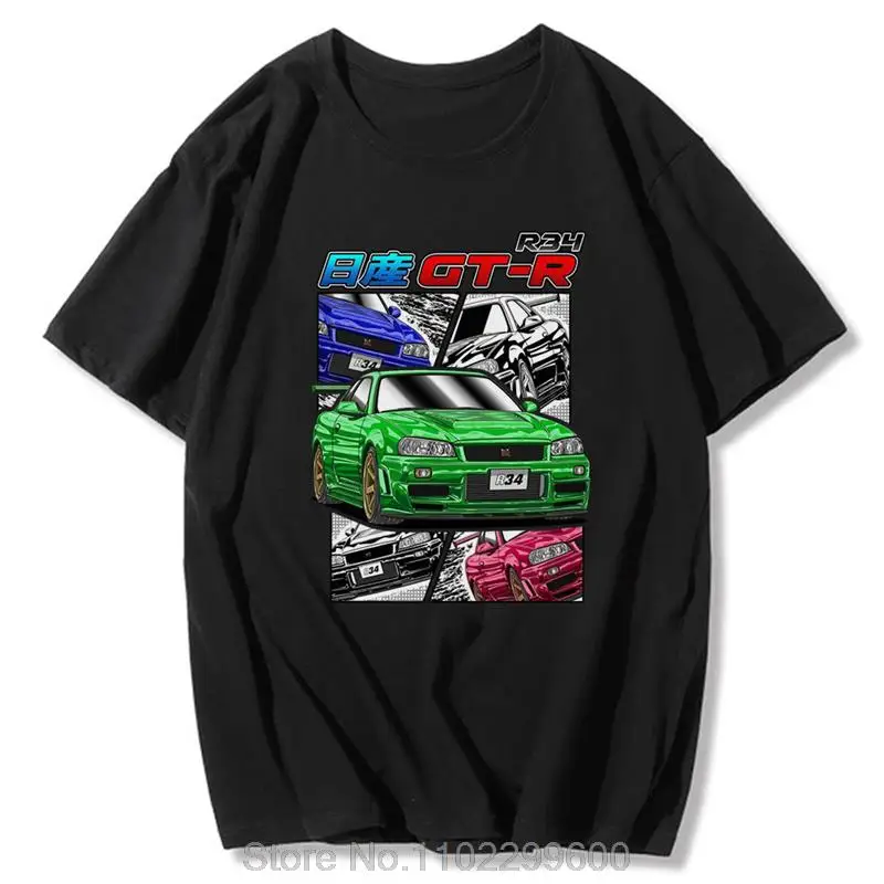 Initial D JDM T Shirt Cotton Streetwear Summer Nissan Skyline GT-R R34 Tops 2D Print Men Tops Casual Daily Comic Unisex tees