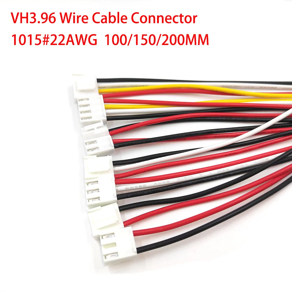 5PCS/LOT JST VH3.96 VH 3.96mm Female Housing Plug Wire Cable Single Connector 2 3 4 5 6 7 8 9 10Pin 22AWG Wire 100/150/200MM