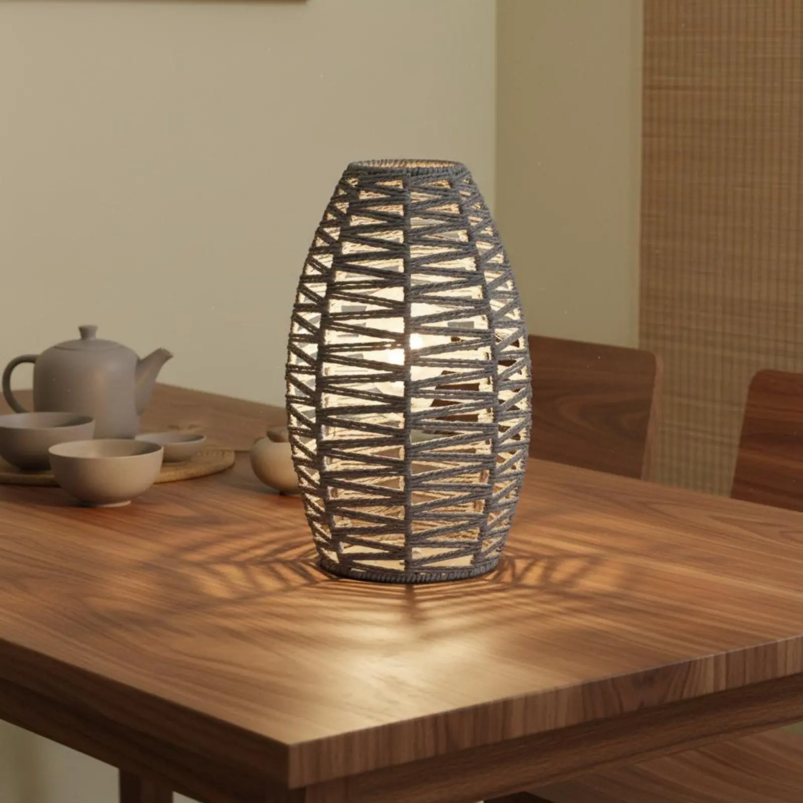 Paper Rope Lamp Cover Natural Material Paper Rope Lamp Shade Rattan Design Lamp Shade Easy Installation Sturdy Metal Frame